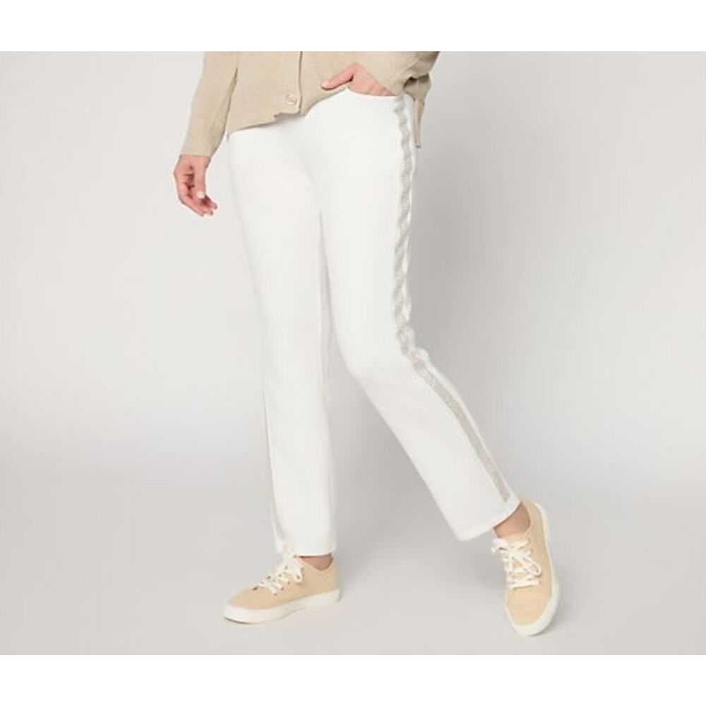 Belle By Kim Gravel Size M Cream Scubaluxe Sparkle Pant A710999 NWOT Gorgeous